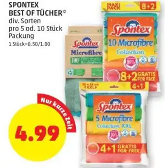 PENNY SPONTEX BEST OF TÜCHER* div. Sorten pro 5 od. 10 Stück Packung Angebot