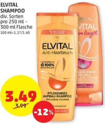 PENNY ELVITAL SHAMPOO div. Sorten pro 250 ml - 300 ml Flasche Angebot