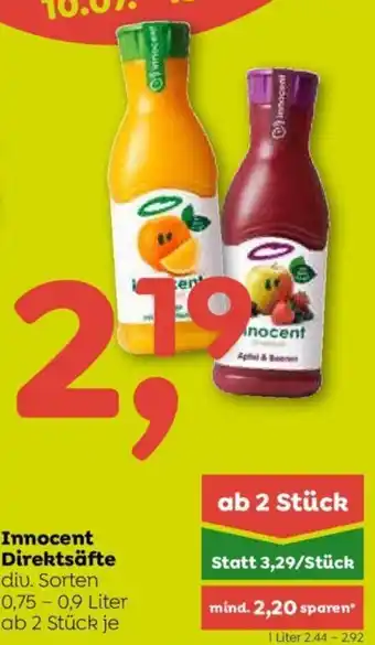 ADEG Innocent Direktsäfte diu. Sorten 0,75 - 0,9 Liter ab 2 Stück je Angebot