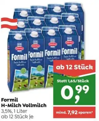 ADEG Formil H-Milch Vollmilch 3,5%, 1 Liter ab 12 Stück je Angebot