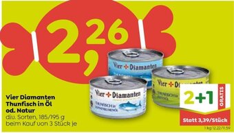 ADEG Vier Diamanten Thunfisch in Öl od. Natur diu. Sorten, 185/195 g beim Kauf von 3 Stück je Angebot