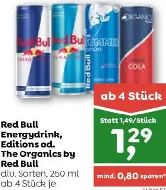 ADEG Red Bull Energydrink, Editions od. The Organics by Red Bull diu. Sorten, 250 ml ab 4 Stück je Angebot