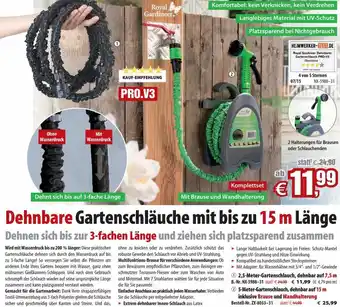 Pearl Dehnbare Gartenschläuche mit bis zu 15 m Länge Dehnen sich bis zur 3-fachen Länge und ziehen sich platzsparend zusammen Angebot