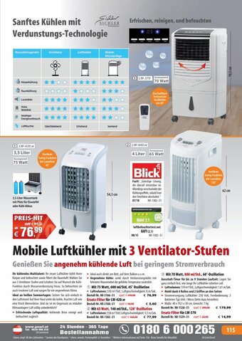 Pearl Mobile Luftkühler mit 3 Ventilator-Stufen Angebot