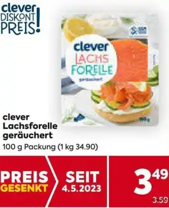 Billa clever Lachsforelle geräuchert 100 g Packung Angebot