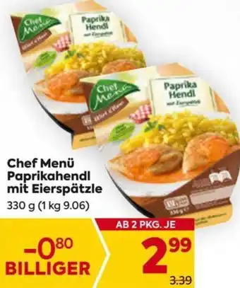 Billa Chef Menü Paprikahendl mit Eierspätzle 330 g Angebot