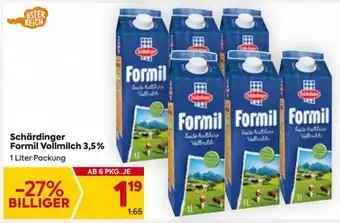 Billa Schärdinger Formil Vollmilch 3,5% 1 Liter Packung Angebot