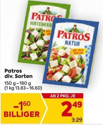 Billa Patros div. Sorten 150g- 180 g Angebot