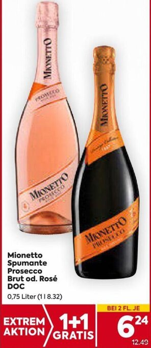 Billa Mionetto Spumante Prosecco Brut od. Rosé DOC 0,75 Liter Angebot