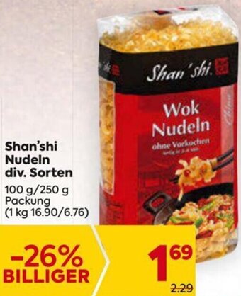 Billa Shan'shi Nudeln div. Sorten 100 g/ 250 g Angebot
