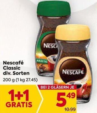 Billa Nescafé Classic div. Sorten 200 g Angebot
