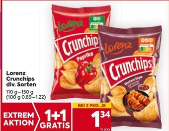 Billa Lorenz Crunchips div. Sorten 110 g- 150 g Angebot