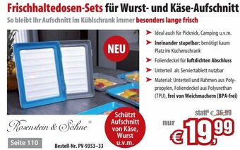 Pearl Frischhaltedosen-Sets für Wurst- und Käse-Aufschnitt Angebot