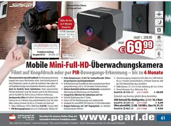 Pearl Mobile Mini-Full-HD-Überwachungskamera Angebot