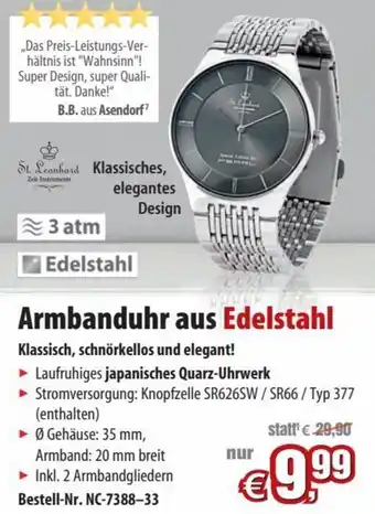 Pearl Armbanduhr aus Edelstahl Angebot