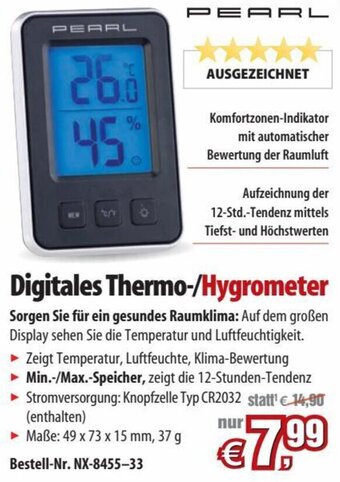 Pearl Digitales Thermo-/Hygrometer Angebot
