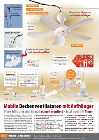 Pearl Mobile Deckenventilatoren mit Aufhänger Angebot