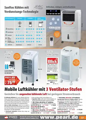 Pearl Mobile Luftkühler mit 3 Ventilator-Stufen Angebot