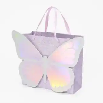 Claire's Medium 3d glitter butterfly gift bag - purple Angebot