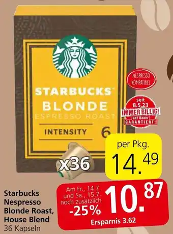Spar Starbucks Nespresso Blonde Roast, House Blend 36 Kapseln Angebot