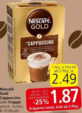 Spar Nescafé Gold Cappuccino oder Frappé versch. Sorten, 8-10 Beutel Angebot