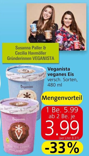 Spar Veganista veganes Eis versch. Sorten, 480 ml Angebot