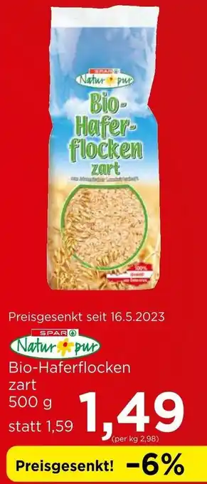 Spar Natur pur Bio-Haferflocken zart 500 g Angebot