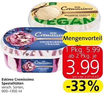 Spar Eskimo Cremissimo Spezialitäten versch. Sorten, 900-1300 ml Angebot