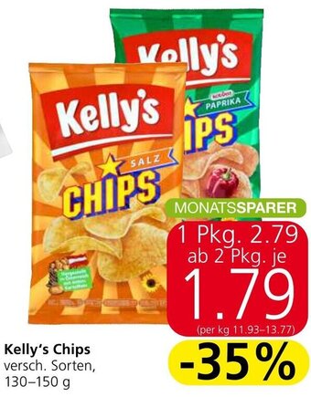 Spar Kelly's Chips versch. Sorten, 130-150 g Angebot