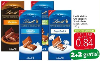 Spar Lindt Maître Chocolatiers Schokolade versch. Sorten, 110 g Angebot
