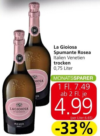 Spar La Gioiosa Spumante Rosea Italien Venetien trocken 0,75 Liter Angebot