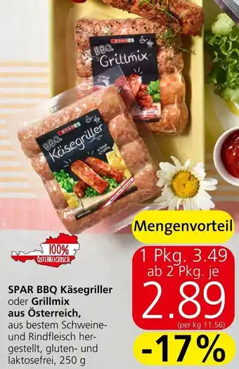 Spar SPAR BBQ Käsegriller oder Grillmix aus Österreich, Angebot