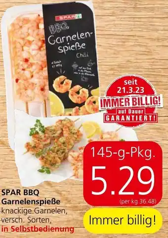 Spar SPAR BBQ Garnelenspieße knackige Garnelen, versch. Sorten, in Selbstbedienung Angebot
