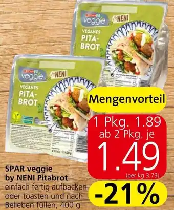 Spar SPAR veggie by NENI Pitabrot einfach fertig aufbacken oder toasten und nach Belieben füllen, 400 g Angebot