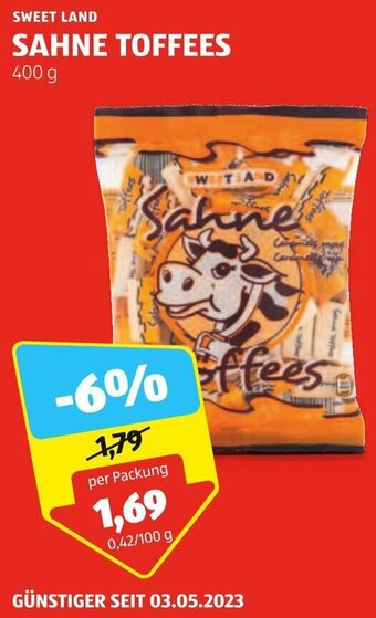 Hofer SWEET LAND SAHNE TOFFEES 400 g Angebot