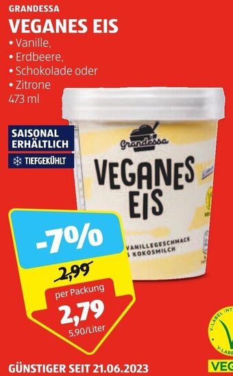 Hofer GRANDESSA VEGANES EIS 473 ml Angebot