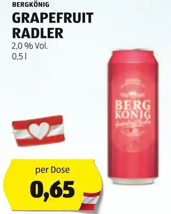 Hofer BERGKÖNIG GRAPEFRUIT RADLER 0,5 L Angebot