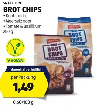 Hofer SNACK FUN BROT CHIPS 250 g Angebot