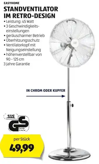 Hofer EASYHOME STANDVENTILATOR IM RETRO-DESIGN per Stück Angebot