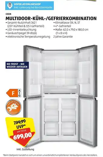 Hofer CEEM MULTIDOOR-KÜHL-/GEFRIERKOMBINATION Angebot