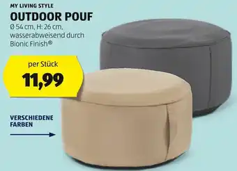 Hofer MY LIVING STYLE OUTDOOR POUF Ø 54 cm, H: 26 cm, wasserabweisend durch Angebot