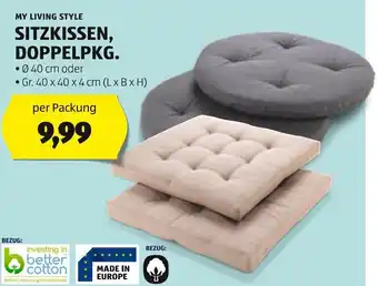 Hofer MY LIVING STYLE SITZKISSEN, DOPPELPKG. • Ø 40 cm oder • Gr. 40 x 40 x 4 cm (L x B x H) Angebot