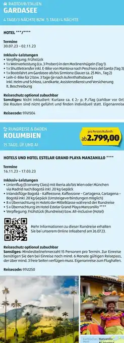 RADTOUR/ITALIEN GARDASEE 4 TAGE/3 NÄCHTE BZW. 5 TAGE/4 NÄCHTE