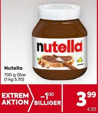 Billa Nutella 700 g Glas Angebot