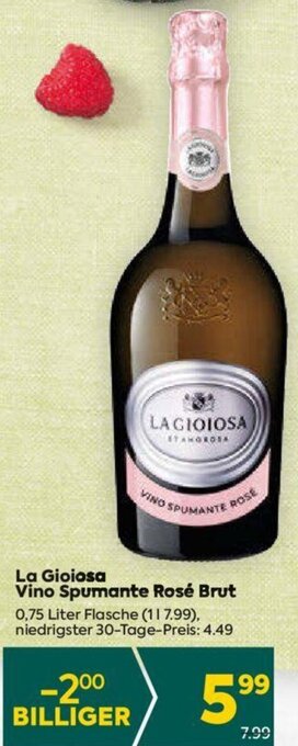 Billa La Gioiosa Vino Spumante Rosé Brut 0,75 Liter Flasche Angebot