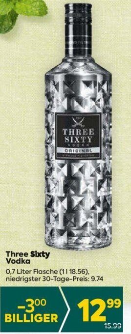Billa Three Sixty Vodka 0,7 Liter Flasche Angebot