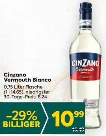 Billa Cinzano Vermouth Bianco 0,75 Liter Flasche Angebot