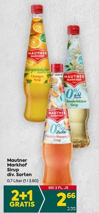 Billa Mautner Markhof Sirup div. Sorten 0,7 Liter Angebot