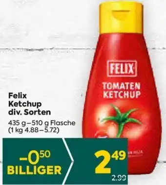 Billa Felix Ketchup div. Sorten 435 g-510 g Angebot