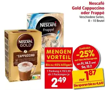 Interspar Nescafé Gold Cappuccino oder Frappé 8-10 Beutel Angebot